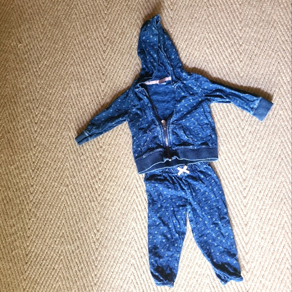 Girls Carter's Denim Look Knit Jumpsuit 9 MO